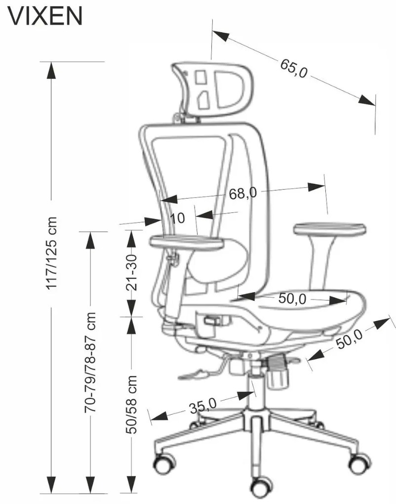 Fotel biurowy VIXEN czarny ergonomiczny HALMAR