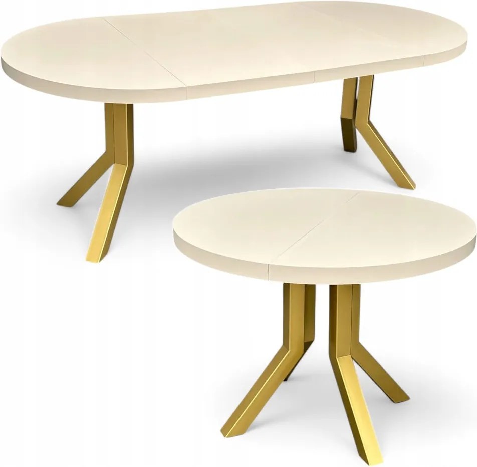 Stół okrągły rozkładany KASZMIR Ø110/210 cm NOGI METAL X SLIM ZŁOTE