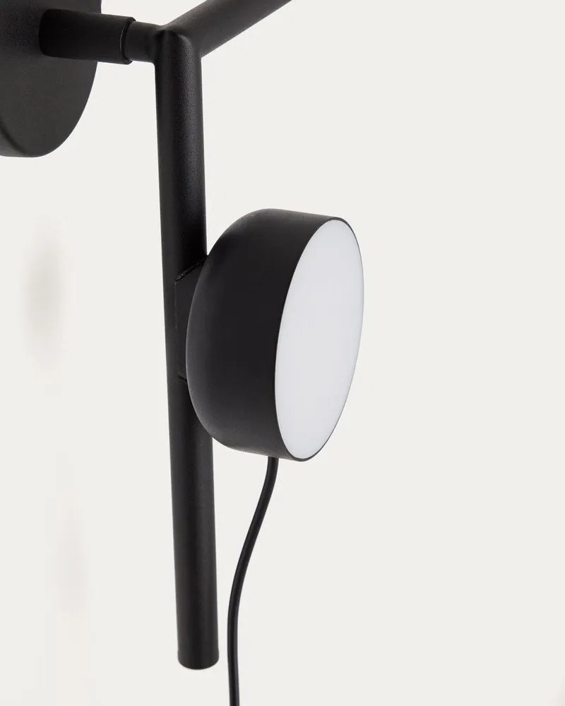 Czarny metalowy kinkiet LED ze ściemniaczem do kontaktu Orey – Kave Home