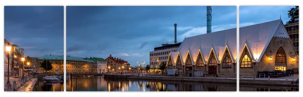 Obraz kanału wodnego - Göteborg (170x50 cm)