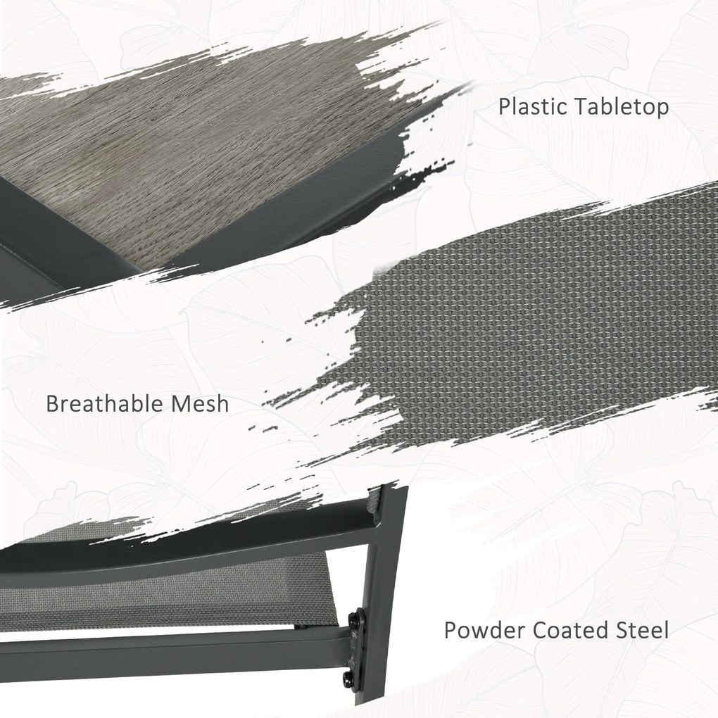 Outsunny Zestaw mebli ogrodowych, stół i 6 krzeseł, 150 x 87 x 72 cm, szary | Aosom PL