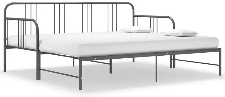 Szare rozkładane metalowe łózko 90x200 cm - Travelo