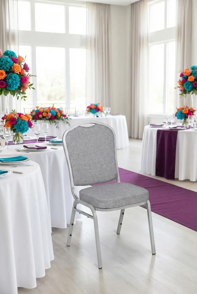 Szare krzesło bankietowe stalowe L6-S63