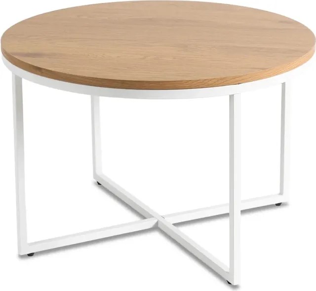 Stolik Kawowy HANTEL 70 cm Dąb Złoty/Biały Skandynawski