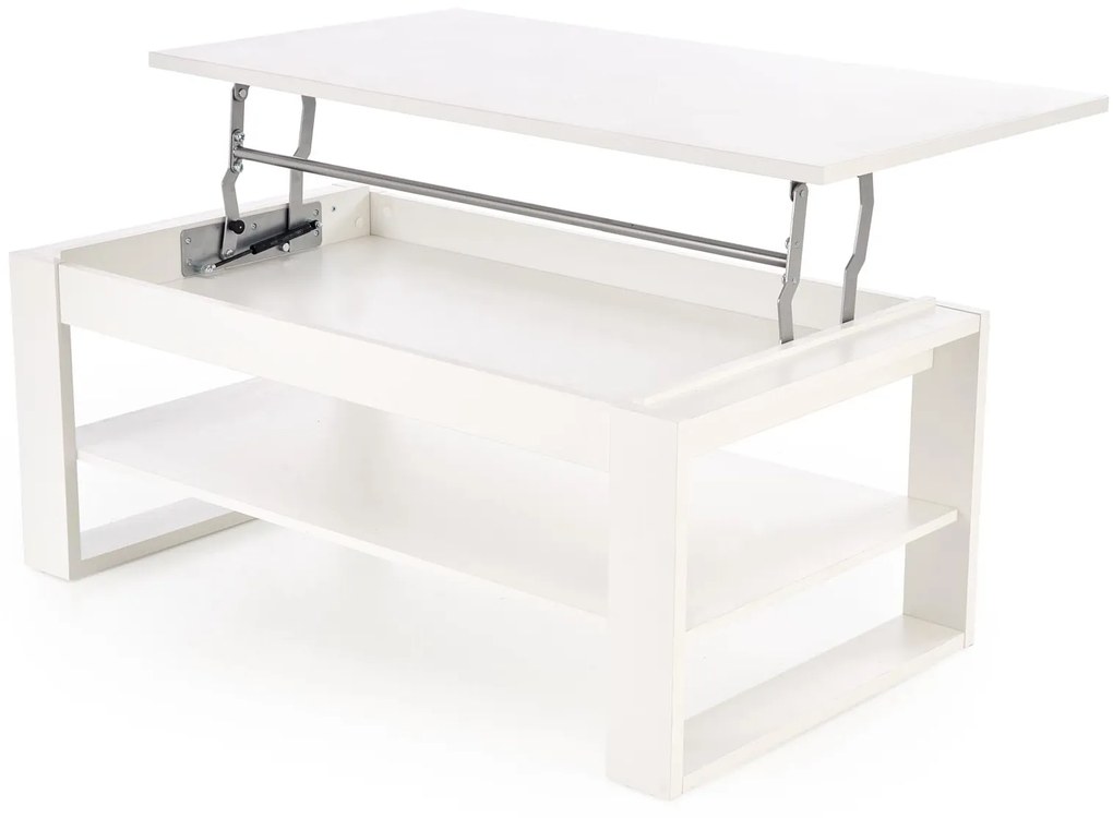 Rozkładany ławo-stół, podnoszony blat, biała 120/65-92/50-72 cm BETTY