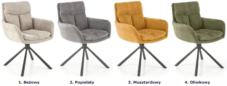 Metalowe tapicerowane oliwkowe krzesło obrotowe - Bonar