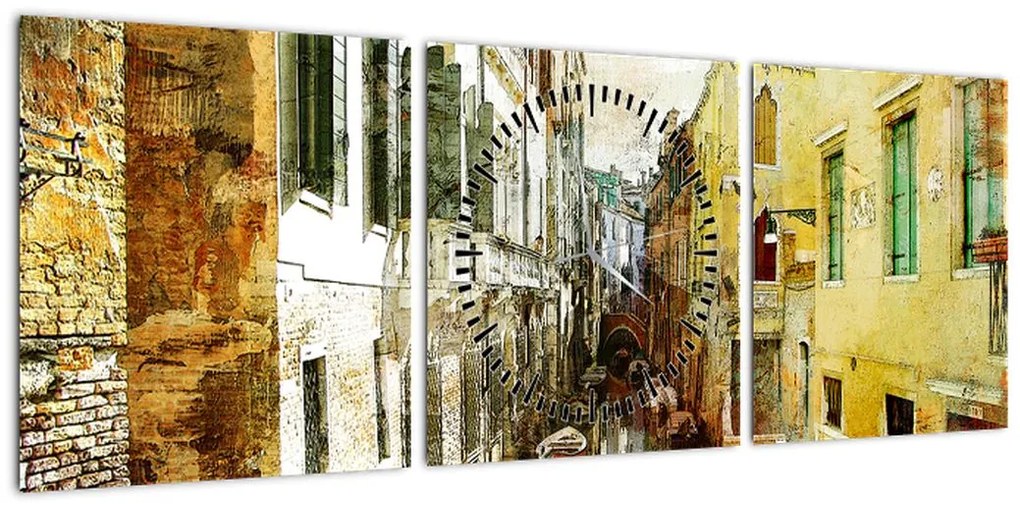 Obraz - Aleja w Wenecji (z zegarem) (90x30 cm)