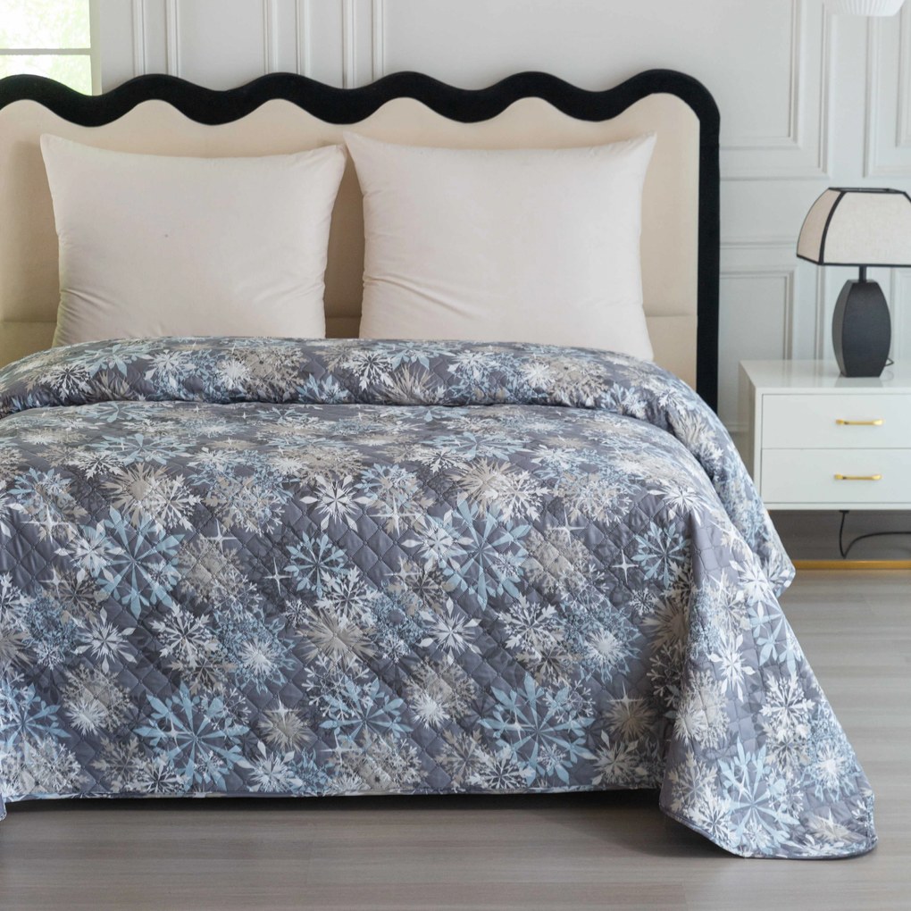 Narzuta na łóżko SNOWFLAKE, niebiesko-szary Rozmiar: 170 x 210 cm