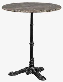 Okrągły Stolik Barowy Ø60cm Z Naturalnego Kamienia Azteca Brązowy Marmur Emperador - Czarny - Sklum