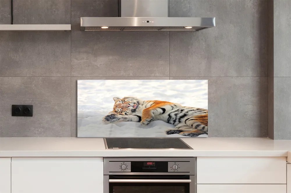 Szklany Panel Zimowy Portret Tygrysa