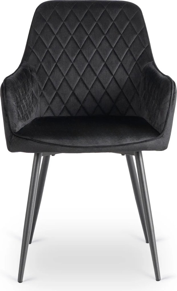 Krzesło Tapicerowane do Jadalni BRESSO Czarne Welurowe Nowoczesne Loft