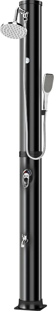 Outsunny Solarny prysznic 40L z ręczną słuchawką, deszczownicą i kranem, regulacja temperatury | Aosom PL