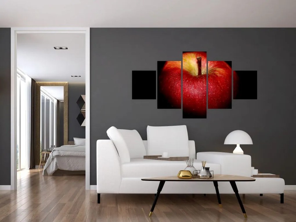 Obraz jabłka na czarnym tle (125x70 cm)