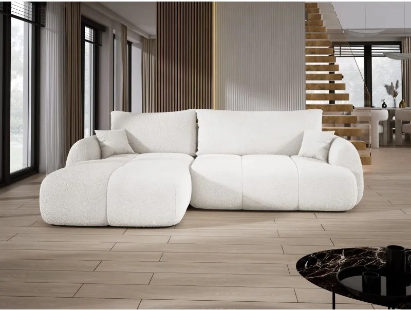 Narożnik COCO z funkcją spania, poduszkami i pojemnikiem NowOrNever 01 Biały