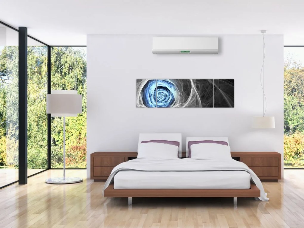 Obraz - Abstrakcyjny niebieski róż (170x50 cm)