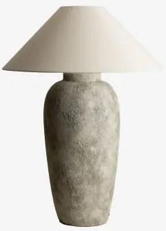 Lampa Stołowa Z Lnu I Włókna Szklanego Selivan Jasnoszary Taupe - Sklum