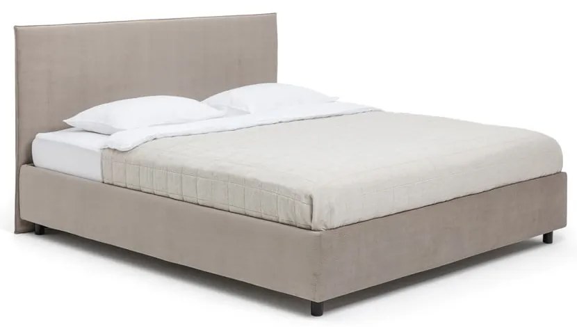 Szarobrązowe tapicerowane łóżko dwuosobowe ze schowkiem z materacem i stelażem 160x200 cm Myra Pillow – Bonami Selection