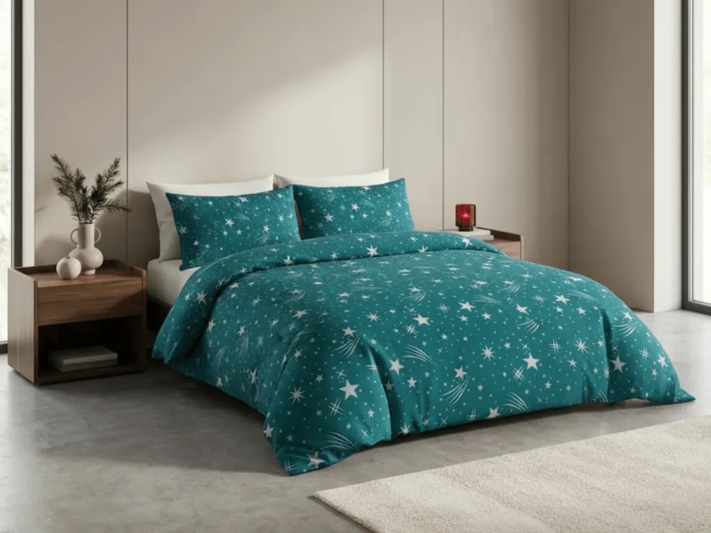 PrzytulneMieszkanie.pl PrzytulneMieszkanie.pl Flanelowa pościel NIGHT SKY turkusowa Rozmiar pościeli: 70 x 90 cm | 140 x 200 cm