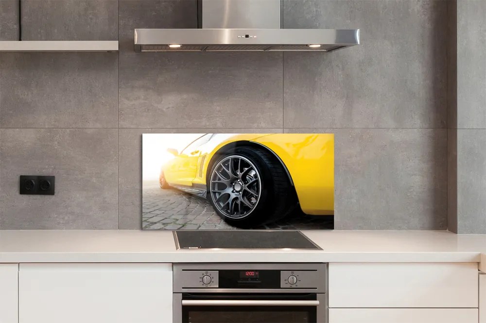 Panel szklany do Kuchni Klasyczne Żółte Auto