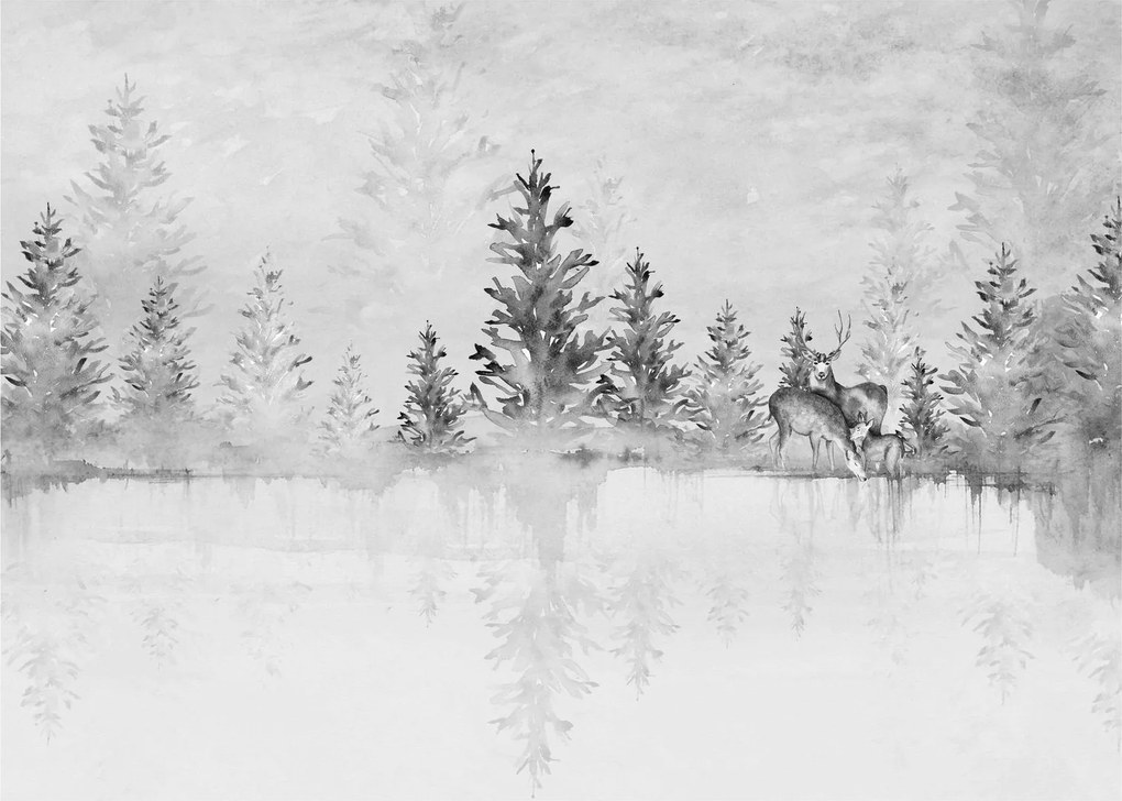 Obraz - Jeleń nad jeziorem (70x50 cm)