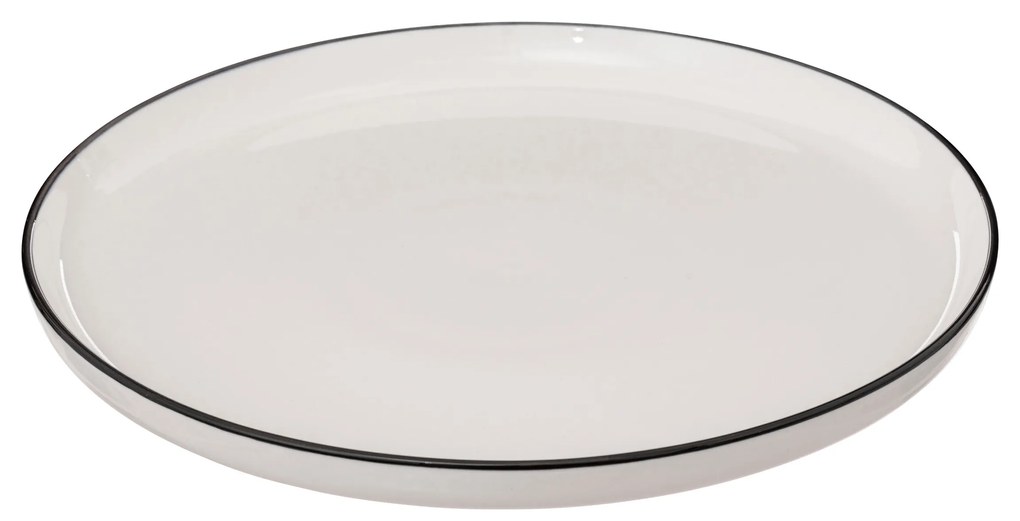 Talerze obiadowe porcelanowe ALIX, czarna obwódka, 6 sztuk x Ø 27 cm