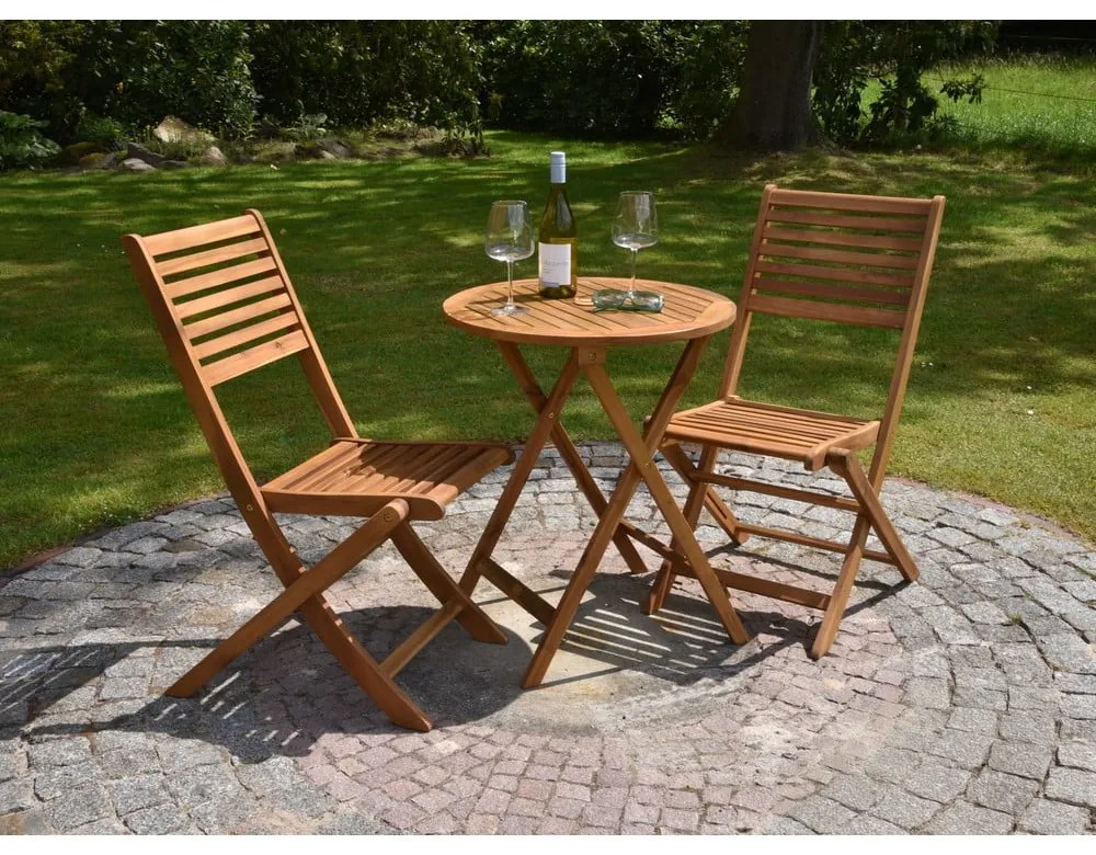 Zestaw mebli ogrodowych z litego drewna akacjowego dla 2 osób Ibarra – Garden Pleasure