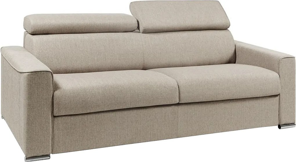 Kanapa rozkładana 4-osobowa VIZIR typu express z tkaniny – kolor beżowy – pow. spania 160 cm – materac 14 cm z pamięcią kształtu