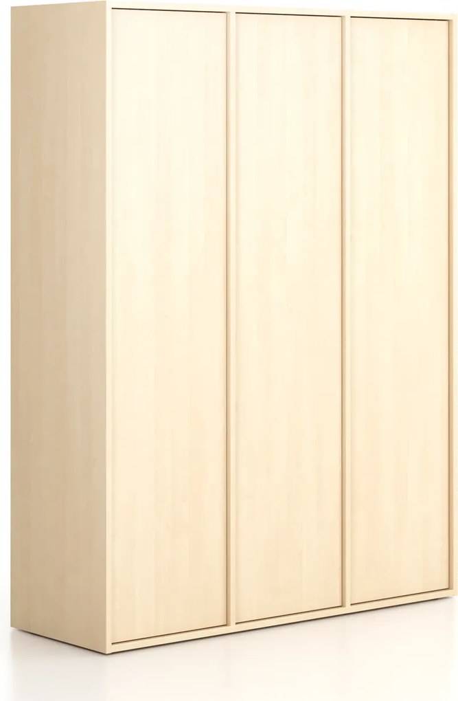 Szafka biurowa FRAME, 3x drzwi, 1299 x 450 x 1735 mm, PUSH-lock, brzoza