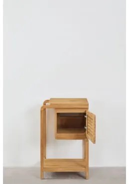Zestaw Mebli Łazienkowych Bradley Z Drewna Tekowego Okrągły Ceramiczny Biały Ø40 Cm Lenka & Prostokątny Z Pojemnikiem Na - Sklum