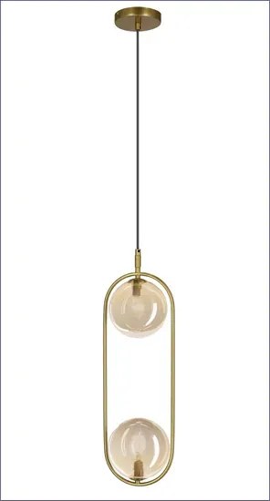 Mosiężna lampa z podwójnymi bursztynowymi kloszami - M081 S1-C20