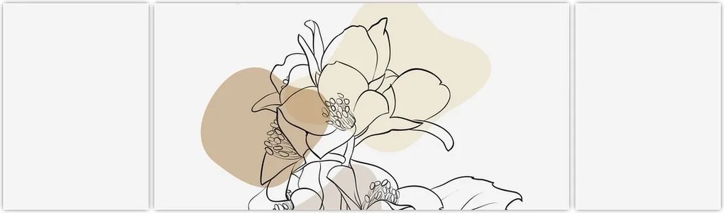 Obraz - Beżowe kwiaty z motylem N⁰1 (170x50 cm)