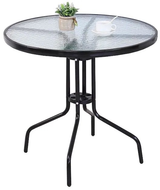 Stół stolik okrągły FI70 Bergamo T20 szklany metal na balkon taras do ogrodu