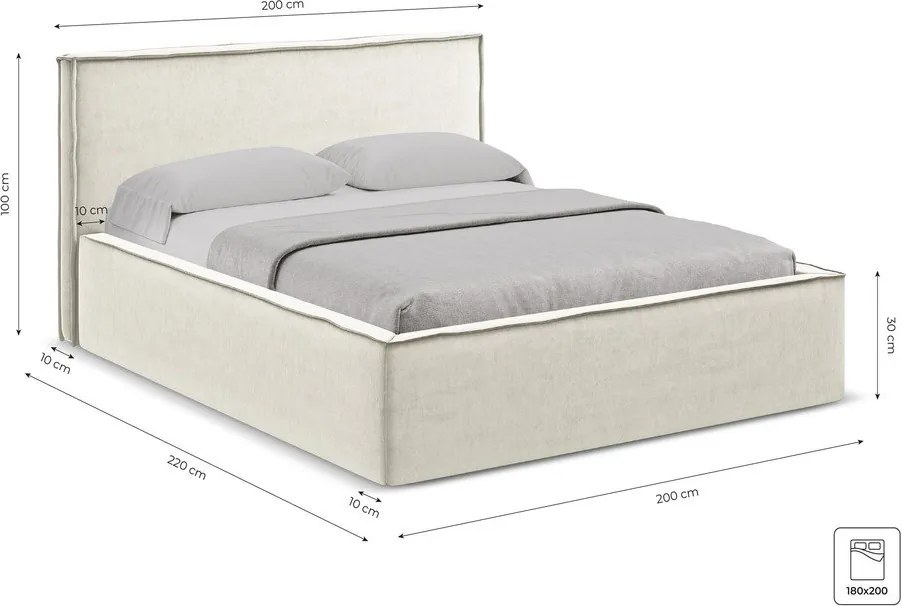 Tapicerowane łóżko dwuosobowe w kolorze terakoty ze schowkiem i stelażem 180x200 cm Anani – Makamii