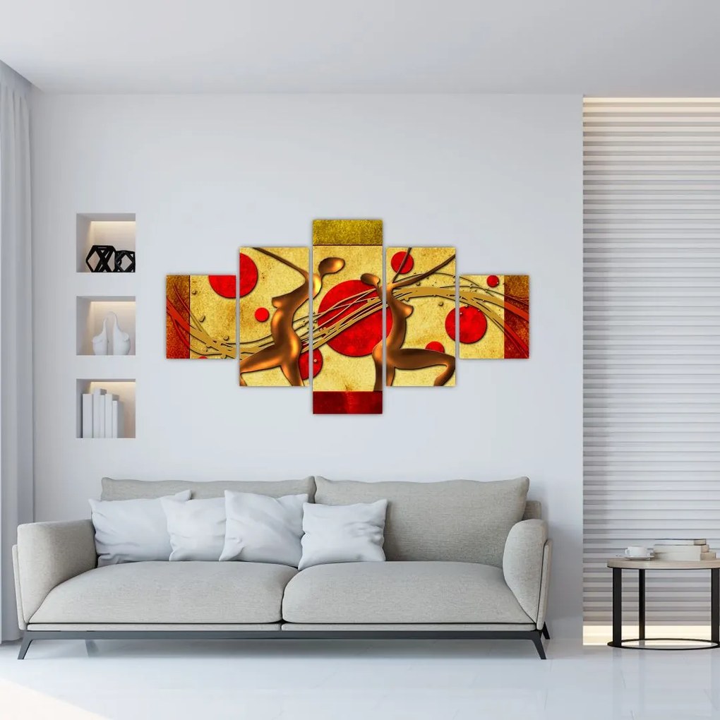 Abstrakcyjny obraz z dwiema kobietami (125x70 cm)