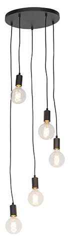 Nowoczesna lampa wisząca czarna 35 cm 5-światłowa - Facil Nowoczesny Oswietlenie wewnetrzne