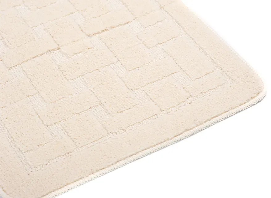 Kremowy zestaw chodników do łazienki w elegancką kratę Grafit Połysk S4-A86