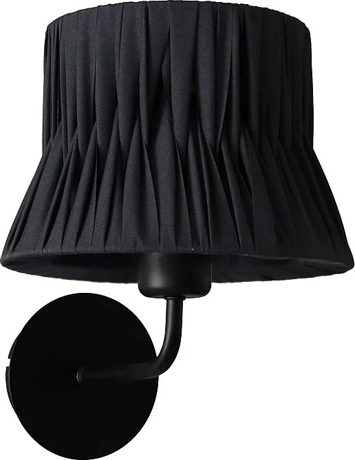 CORA kinkiet styl klasyczny - wys. 23,5 cm - E27 40W - plisowany aba?ur wst?gowy ø20 cm - stal i kolor czarny - IP20