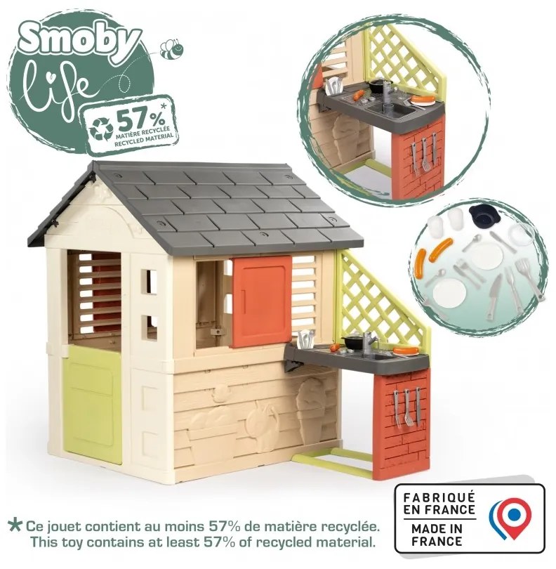 Smoby domek nature z kuchnią + 17 akcesoriów