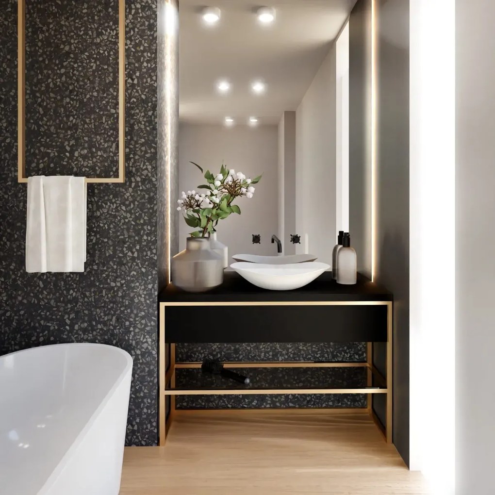 Szafka pod umywalkę nablatową BOSTON GOLD 100 cm złoty/czarny BALTICA DESIGN