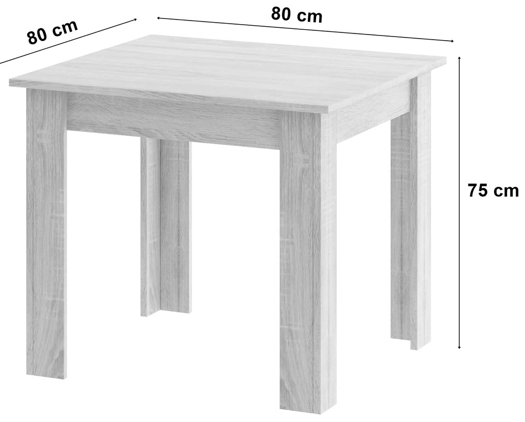 Stół NP 80x80 Artisan nogi czarne + 4 krzesła MARK czarne nogi naturalne