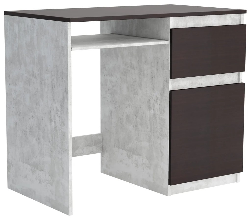 Biurko komputerowe młodzieżowe szkolne 90 cm REMI1 Beton/Wenge