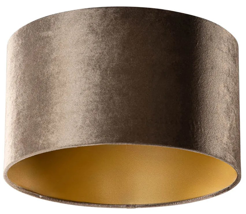 Abażur welurowy brązowy ze złotym wnętrzem 35/35/20