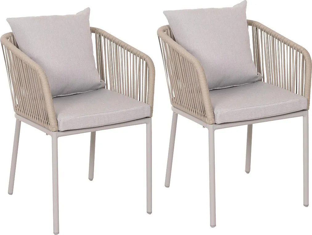 Zestaw 2 krzeseł ogrodowych MCW-N41,  jasnoszary Poduszka jasnoszary
