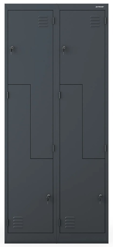 Szafa metalowa ubraniowa typu L JULIA, 800 x 1850 x 450 mm, antracytowa