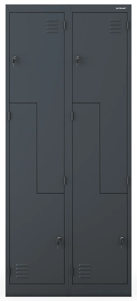 Szafa socjalna ubraniowa typu l, czterokomorowa, antracytowa, 800x1850x450 mm: JULIA