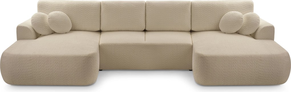 Masseno Narożnik FILO z funkcją spania i pojemnikiem na pościel Narozniki U, Rozkładana sofa - Beżowy, CORAL 50