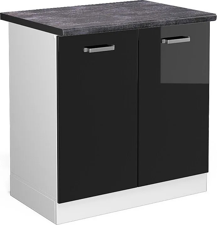 Szafka pod zlew czarny wysoki połysk 80x60x81.6 r-line