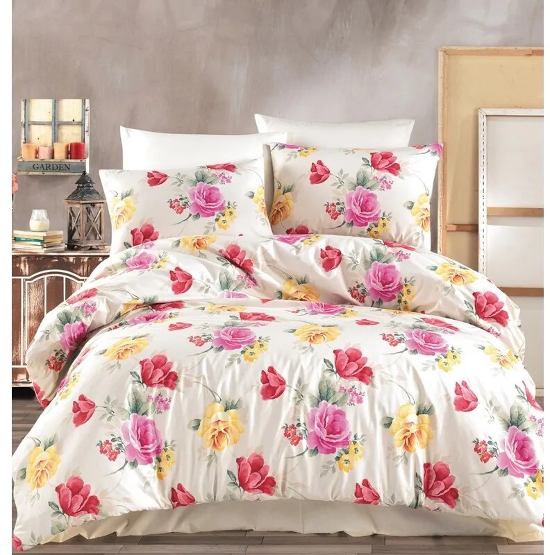 BedTex Bawełniana pościel Tulip kremowa, 220 x 200cm, 2 szt. 70 x 90 cm