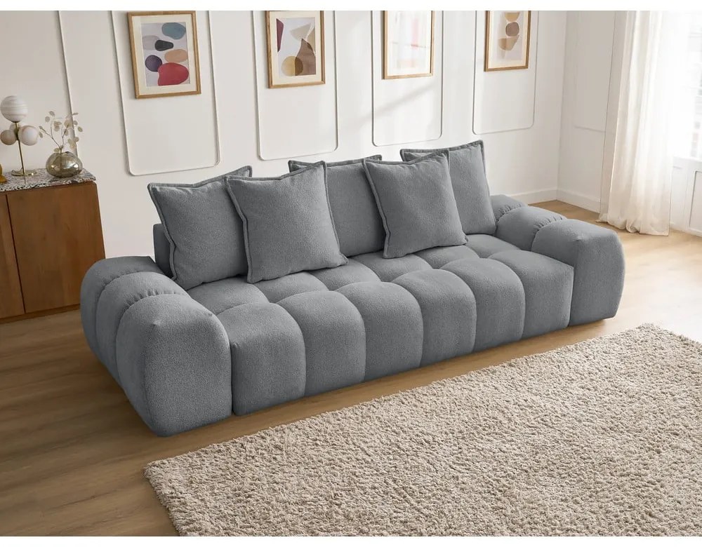 Ciemnoszara sofa z tkaniny szenilowej 278 cm Everest – Bobochic Paris