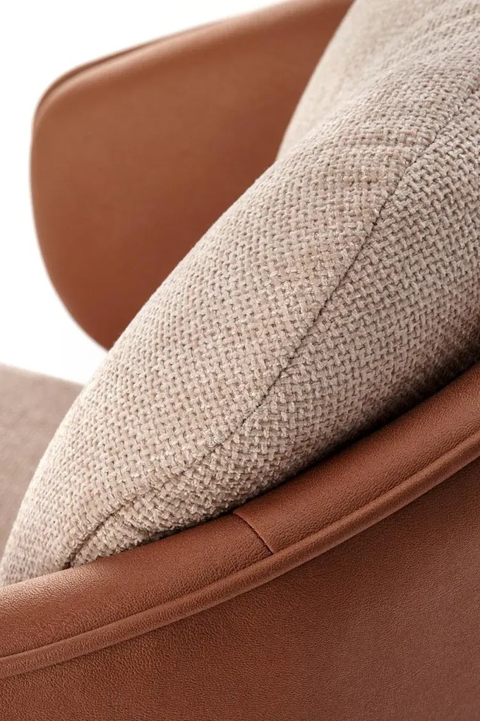 Skandynawski obrotowy fotel brązowo-beżowy R2-P37